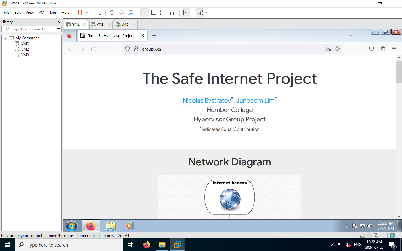 VM1 Showing The Website