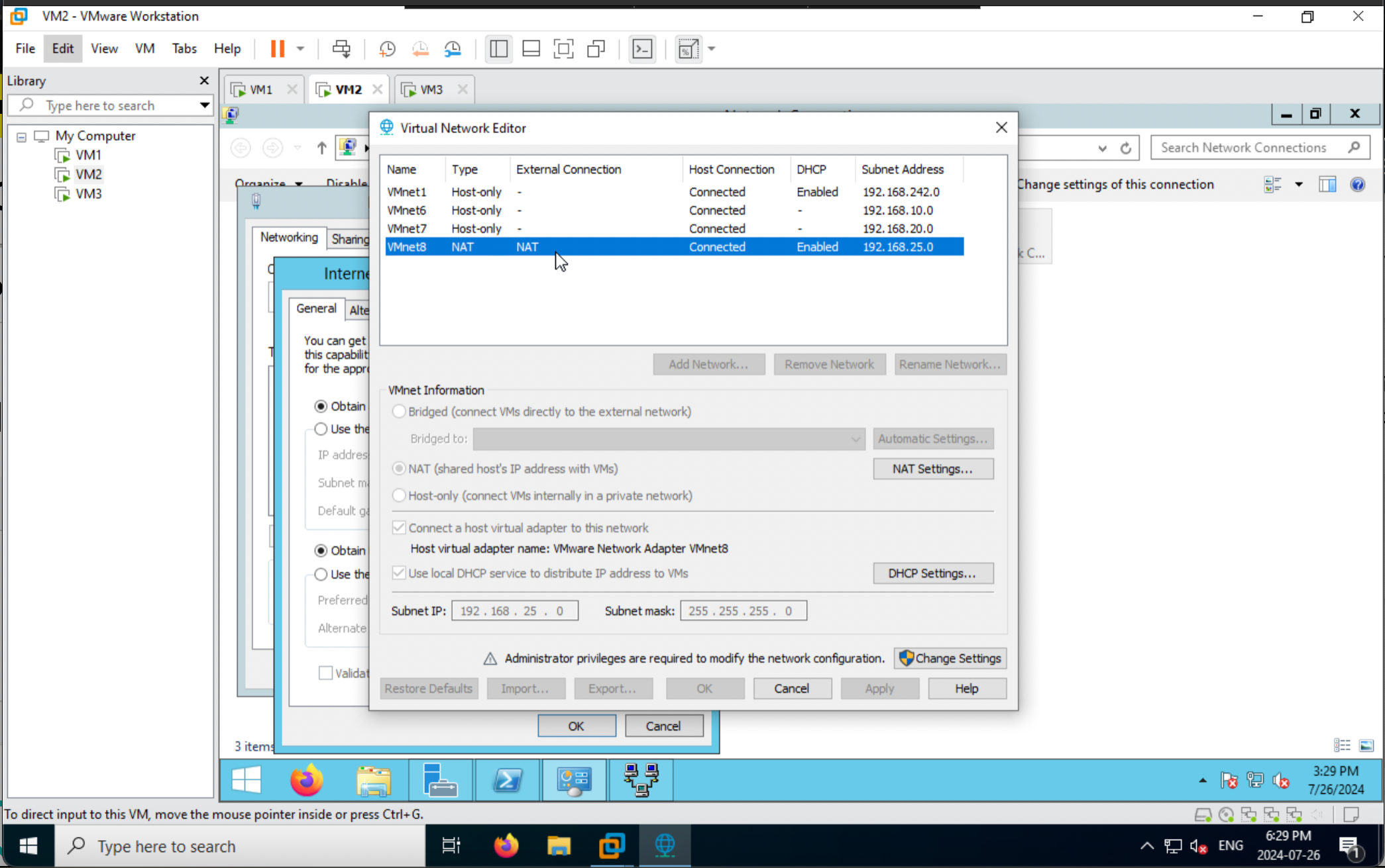 Display of VM Network Manager
