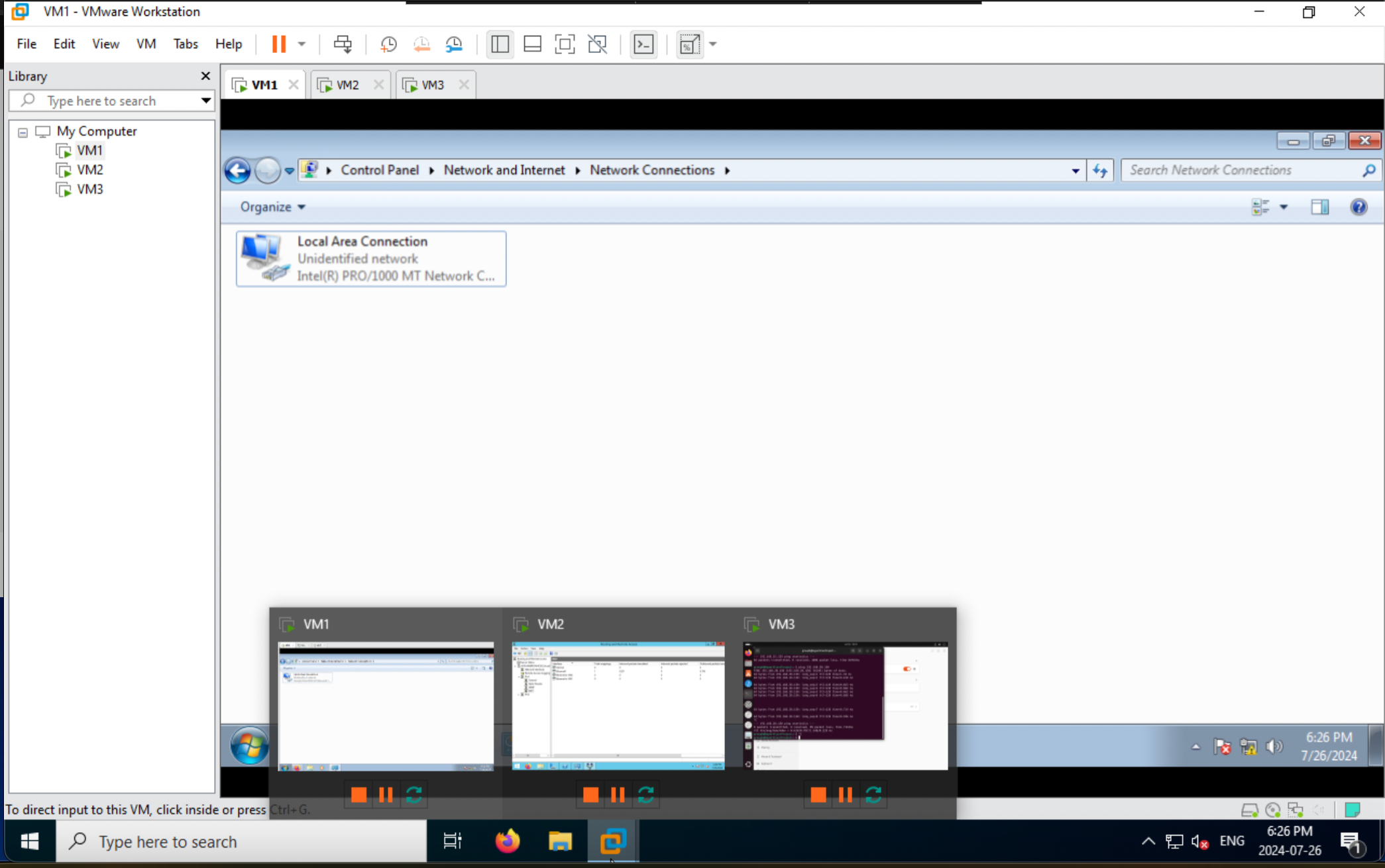 Preview of all three VMs on