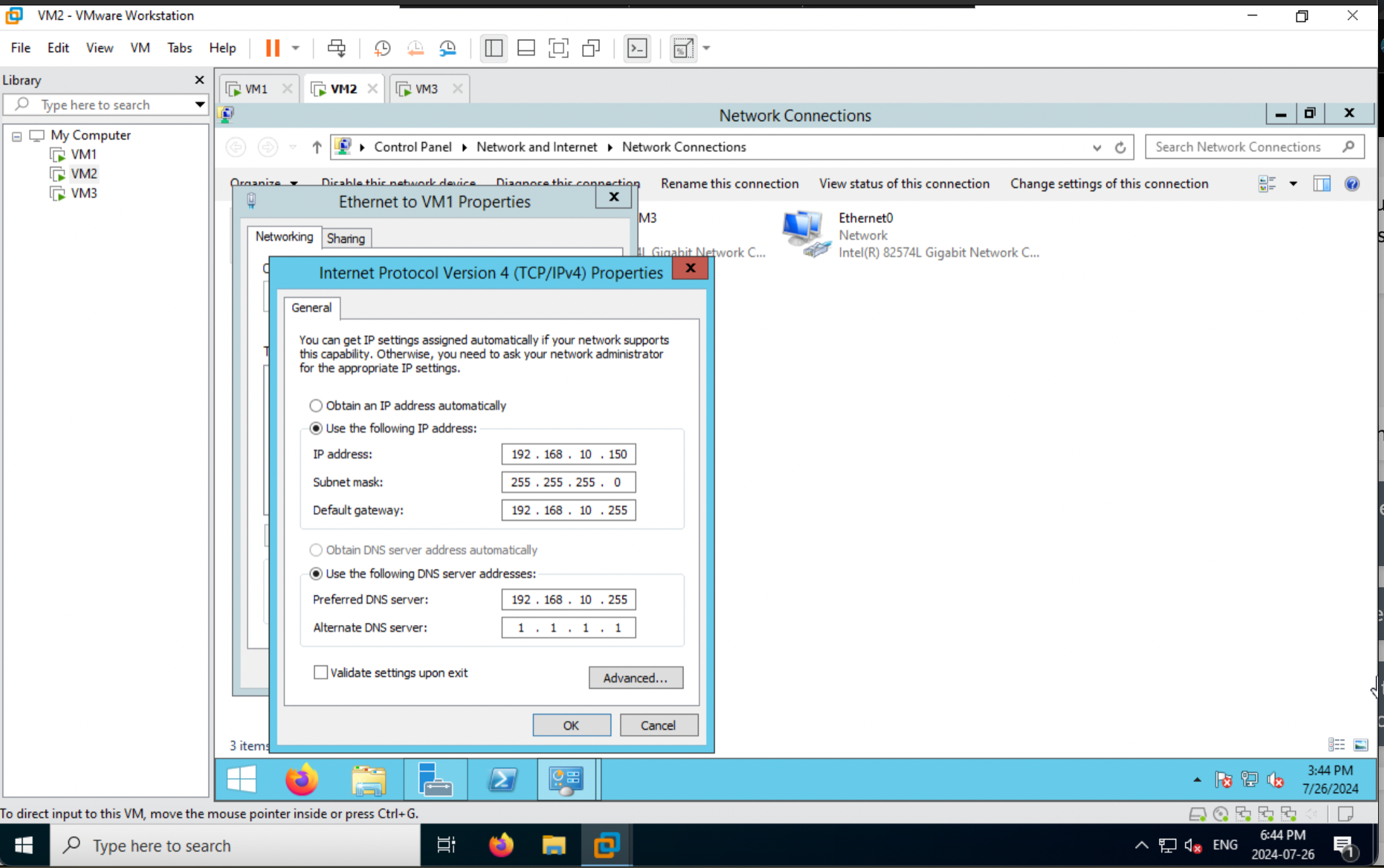 Windows Server 2012 VMnet 6 Network Configuration